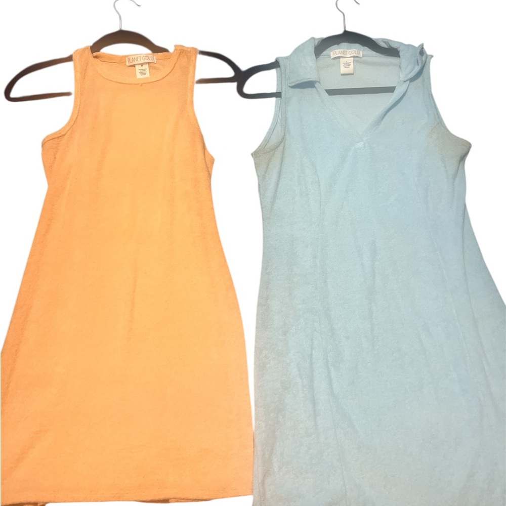2-for-1 Beach/Swim Coverups – Orange & Blue | One Size | Towel Material